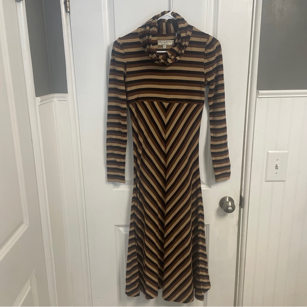What Comes Around Goes Around Anthropologie Striped Turtleneck Dress